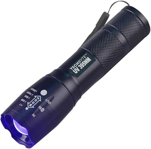 UV Light Torch - Zoomable Lens/Water Resistant - 395nm/500 Lumens - Four Adjustable Light Modes - IPX4 Water-Resistant - Compact & Portable - Fake Note Detector/Scorpion Detector