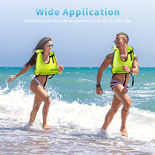 Faxpot Snorkel Vest, Adults Portable Kayaking Buoyancy Inflatable Swim Vest Jackets, Diving Surfing Adjustable Snorkeling Vest Swimming Jacket For Outdoor Water Sports Fun Safety (Green) #TOP1