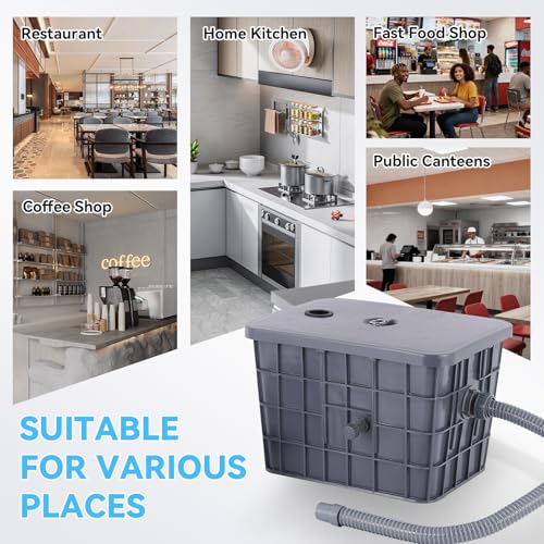YUCHENGTECH öLabscheider Abwasser 30L PP Fettabscheider Gastronomie Kommerzieller Fettabscheider mit 1 Einlass oben für Restaurant Küchen 46x35x30cm