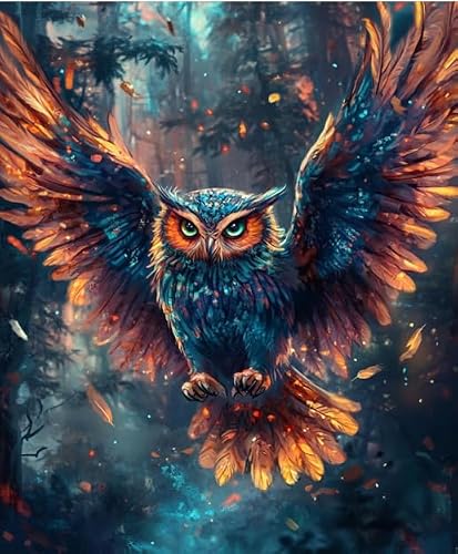 FanZheZhe Easy Cross Stitch Kits 50x70cm Colorful Owls 11CT Stamped Embroidery Starter Kit for Cross-Stitch Supplies Needlework Craft