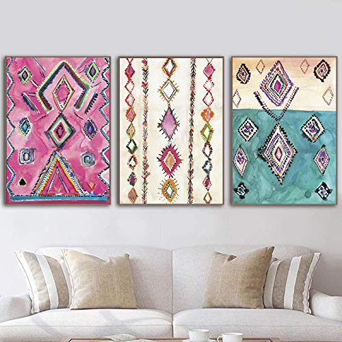 Affiche Décoration Murale pour Habiller un Mur Vide | Toile Boho Neutre Set de 3