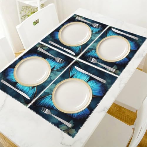 Sets de table anti-tache papillon bleu lot de 6 pour protéger votre table - 6