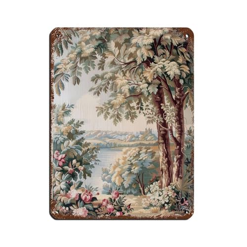 Aubusson - Tapiz retro de metal, letrero de estaño, arte elegante, retro, pintura de hierro, bar, cueva, cafetería, familia, garaje, póster decorativo de pared, 30 x 40 cm