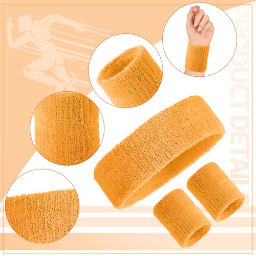 Image of Civaner 12 Pcs 80 90s Neon Sweatbands Soccer Baseball Headbands Wristband Set for Men Women Party Cotton Headbands Terry Cloth Athletic Sweat Bands for Tennis Football Gym Outdoor