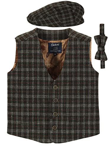 Gioberti Kids and Boys 3pc Tweed Vest with Matching Cap and Bow Tie