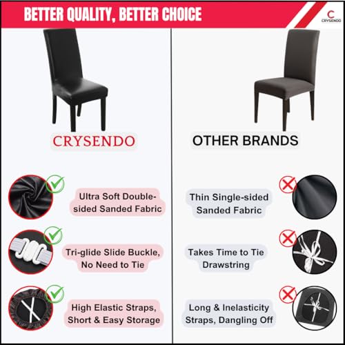Image of Qlarity Covers PU Leather Dining Chair Covers | Waterproof & Elastic Kitchen Chair Slipcovers for Stain /Scratch Protection | Soft & Well-Fitted Parsons Covers for Dining Room (4)
