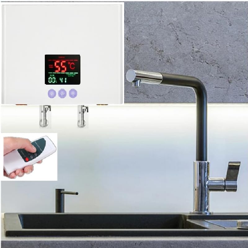 Chauffe-eau sans réservoir électrique à affichage LCD avec télécommande