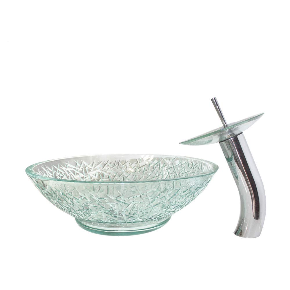 Ensemble de robinetterie et lavabo en verre trempé contre les vasques ternes