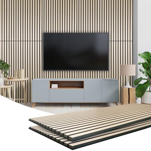 SK Studio Wood Panels for Wall and Ceiling, 47.2 x 23.6 Inch Oak Acoustic Panels Soundproof Wood Slat Wall Panel for Homes, Offices, Studios, 2 Pack