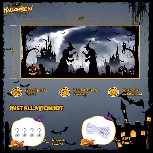 7x16ft Halloween Garage Door Cover, Large Banner for 2-Car Garage Door - image 5