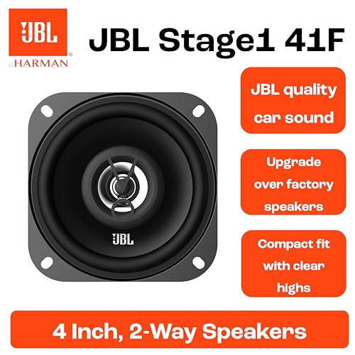 JBL Stage1 41F 2-Wege Auto Lautsprecher Set von Harman Kardon - 125 Watt KFZ Auto Boxen 25 Watt RMS - 2 stück Car HiFi JBL Box groß 10cm | 100mm | 4 Zoll, Schwarz