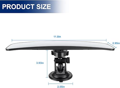 Miniatura 10 de Espejos retrovisores de automóvil espejo retrovisor panorámico con clip interior para automóvil amplio rango de visión 12 pulgadas de alta