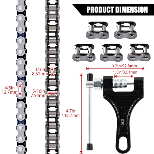 DYC 428H Motorcycle Chain 122 Links with Chain Breaker, 428 Heavy Duty Chain for 125 150 200cc Motorcycle Mini Bike Dirt Bike Go Kart Compatible with SSR TaoTao Coolster Apollo Baja Kazuma Chinese ATV by DYCTAHO - Image 2