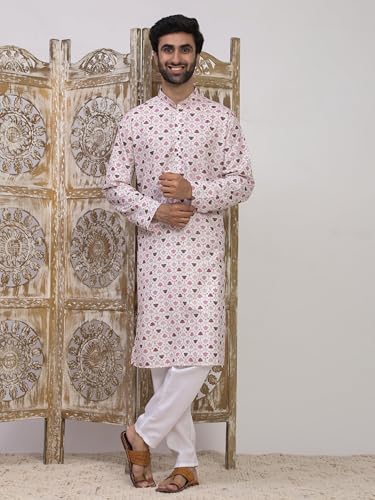 Image of Pro-Ethic Style Developer Men's Cotton Printed Kurta Pajama Set Traditional Outfit | Mandarin Collar (E-129)