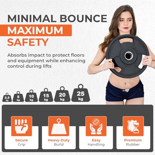 InTheMarket - Disques de poids olympiques en uréthane – Design durable et silencieux pour la musculation, l'haltérophilie et la gym à domicile – Plusieurs poids disponibles (2,5 kg à 25 kg) – Image 4