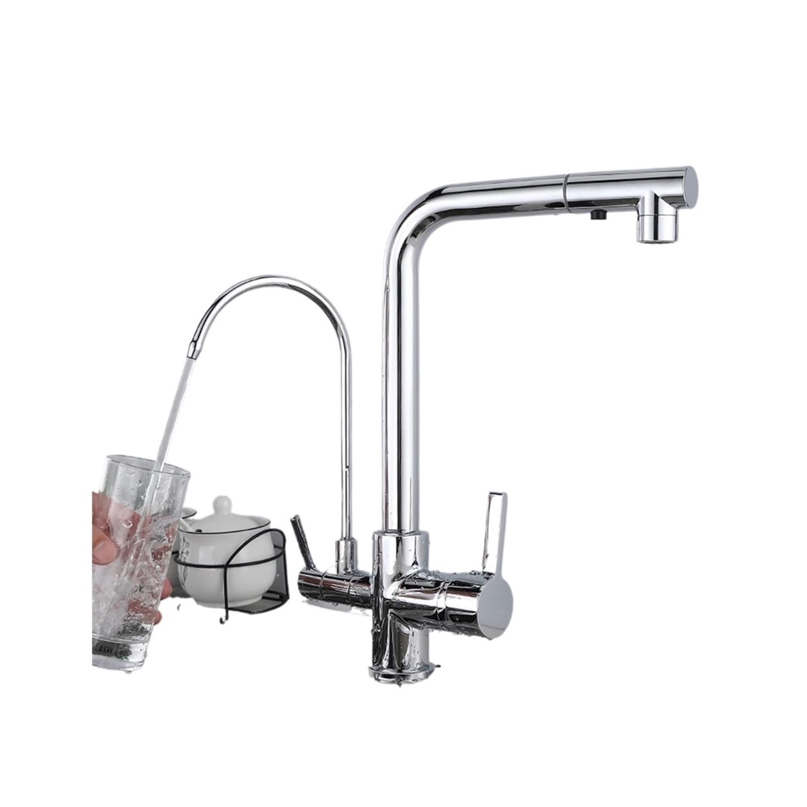 Eamrfvqt One Color Brass 3-Way Kitchen Faucet With Pull Out Spray