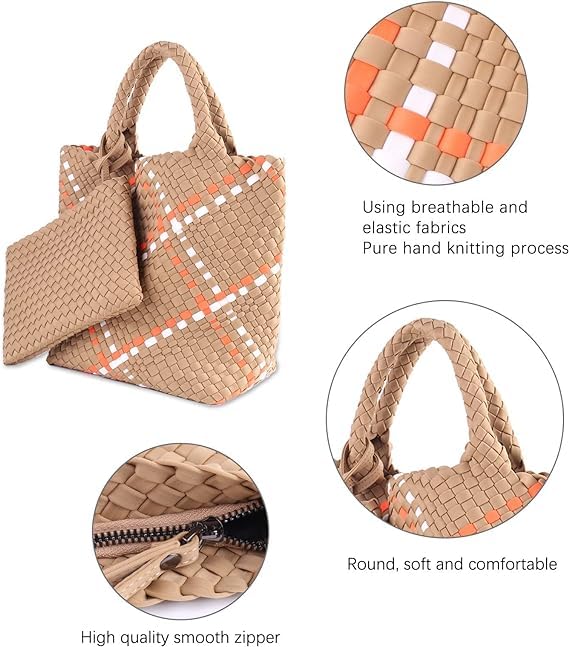 Bolso Tote tejido para mujer estilo moderno miniatura 3
