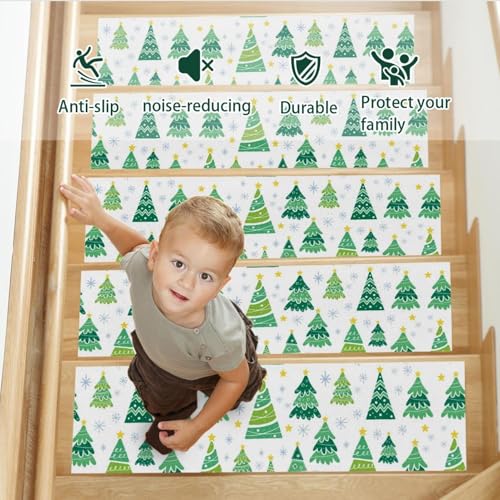 Peldaños de escalera de madera con alfombras de 8x30 pulgadas 5