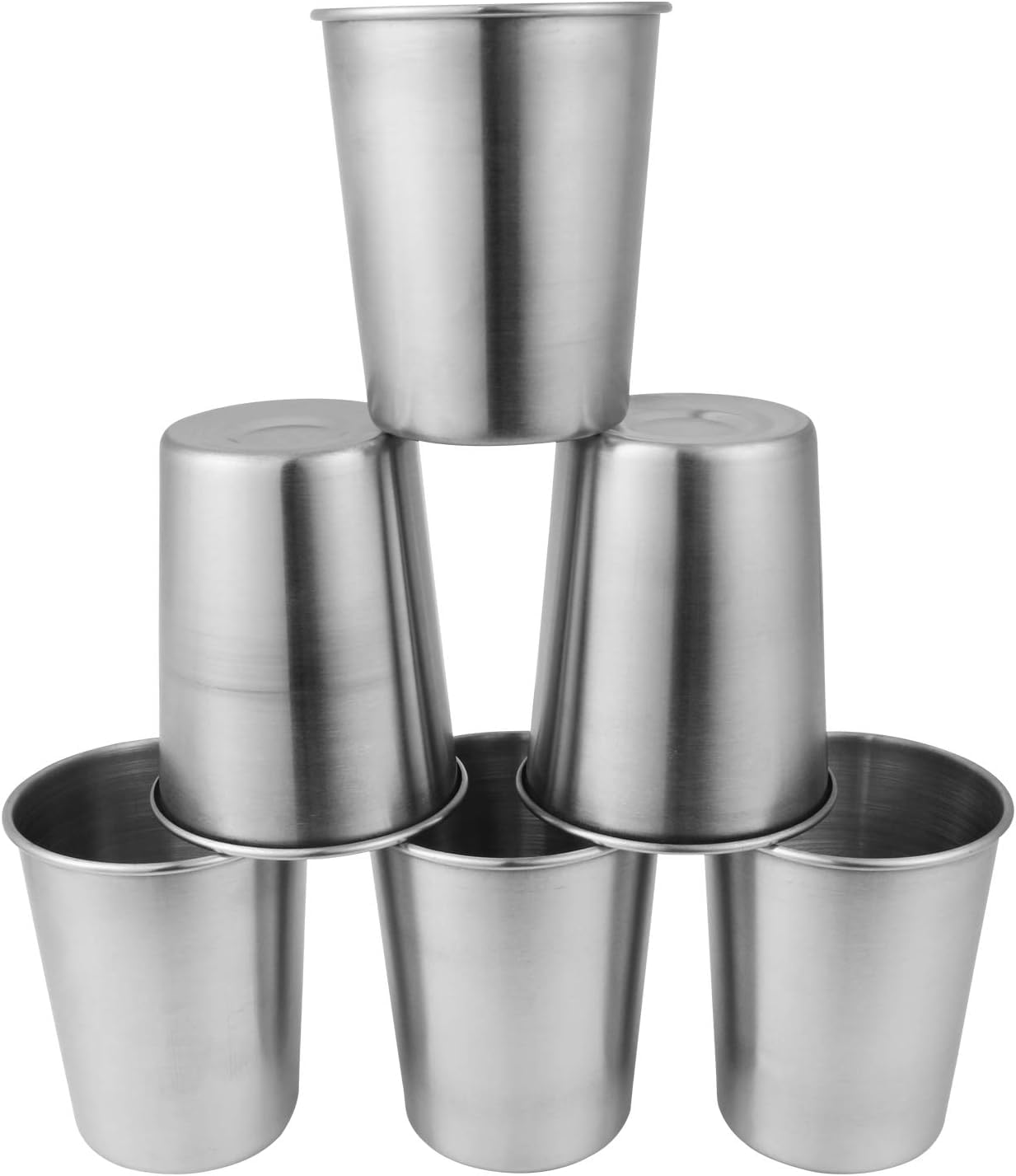 EVERMARKET 6 Pack 8 Ounce 230ml Stainless Steel Cups Shatterproof Pint Drinking Cups Metal Drinking Glasses Beer Glasses