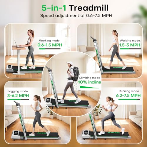 FOUSAE 5 in 1 Treadmills for Home Foldable, App Compatible, 7.5MPH Under Desk Walking Pad Treadmill with 10% Incline, 400 LBS Weight Capacity, 3.0HP Drive, Magnetic Remote Control, 12 HIIT Programs by FOUSAE - Used condition - Image 3