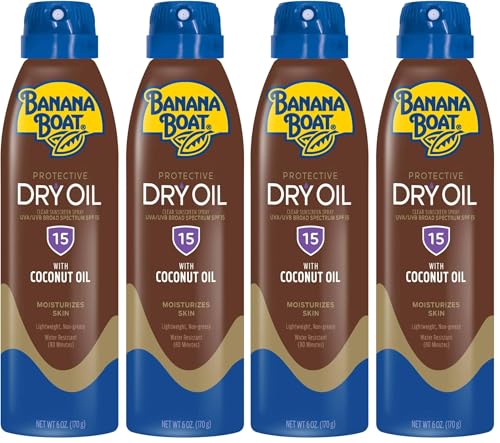 Image of Banana Boat Protective Tanning Dry Oil Clear Spray Sunscreen SPF 15, 6oz | Tanning Sunscreen Spray, Banana Boat Dry Oil SPF 15, SPF Tanning Oil, Dry Tanning Oil Spray, 6oz each Twin Pack (Pack of 2)