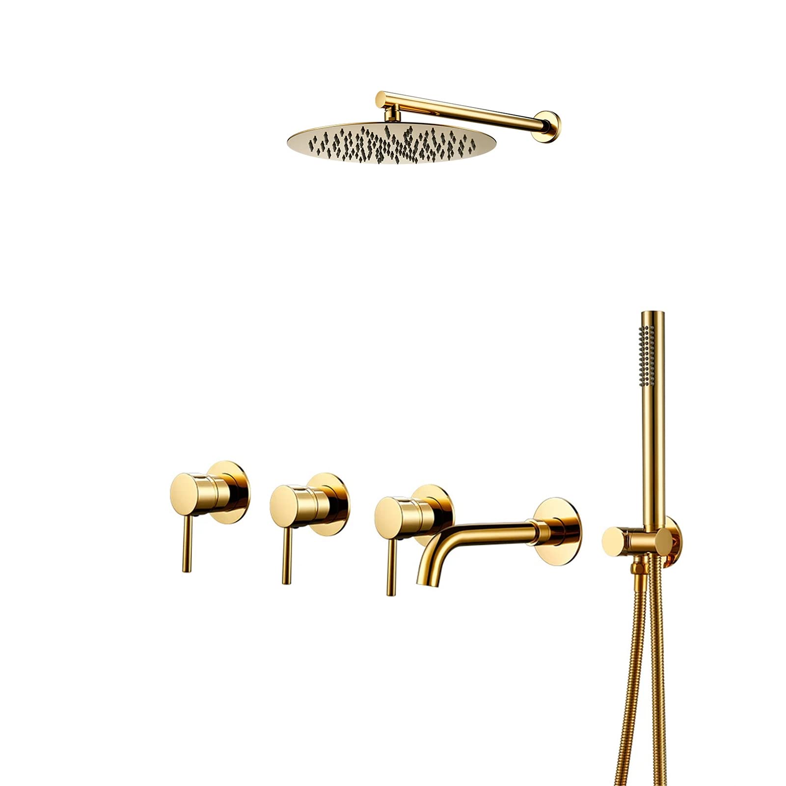 SBCGFY Faucets,Faucet/Tap,Bathroom Shower Faucet Set, Polishedd Shower System With Tub Spout, Wall Mounted Bathtub Bathroom Mixer Tap With High Pressure/10 Inch,8 Inch