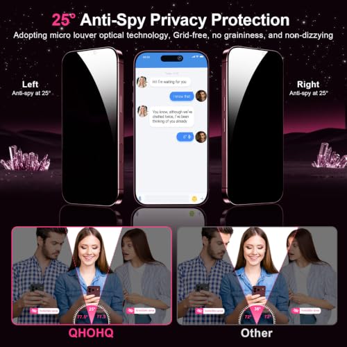 QHOHQ for iPhone 18 Pro Max Privacy Screen Protector, 9H+ Tempered Glass - image 3