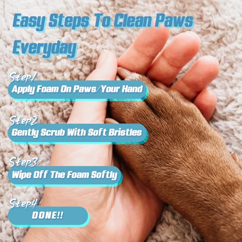 Image of Dog Paw Cleaner No-Rinse Foaming Cleanser with Scrubber Brush, Pet Paw Wash Waterless Foot Foam for Dogs Puppy and Cats, Fragrance Free Safe for All Pets, 5fl.oz (150ml)
