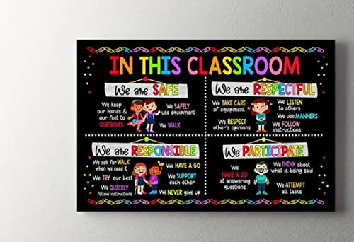 In This Classroom We Are Safe We Are Respectful We Are Responsible Poster Teacher Gifts Ideas Classroom Decor Wall Art Poster No Frame Or Canvas 0.75 Inches Framed Full Size For Back To School