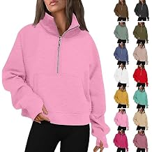 Oversized Sweatshirts for Women Stand Collar Long Sleeve Quarter Zip Pullover Fall Winter Casual 2025 Trendy Clothes