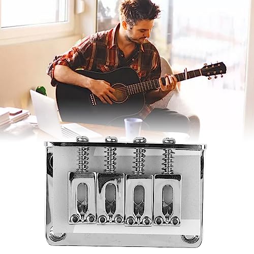Ponte de Sela de Guitarra Elétrica, Ponte de Metal de Guitarra Fixa Durável para Baixo (GA904 Prata)