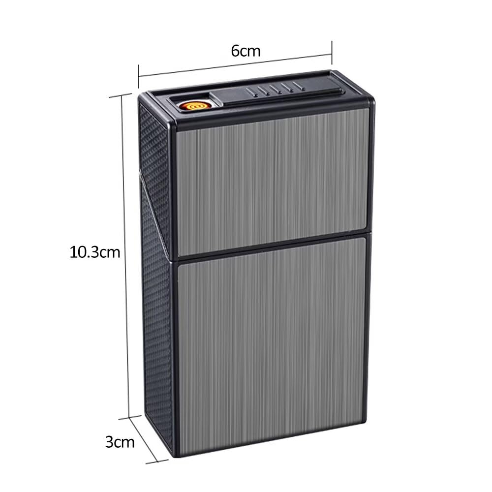Caja de Cigarrillos de Aluminio 2 en 1 con Encendedor Electrónico Recargable a Prueba de Viento para 20 Cigarrillos