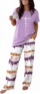 CHICME Pajama Sets for Women 2 Piece Short Sleeve Lounge Pj Sets | Comfy PJs with Pockets, Soft Stretchy Fabric, Elastic Waist, Available in S-XXL, Versatile for Year-Round Wear
