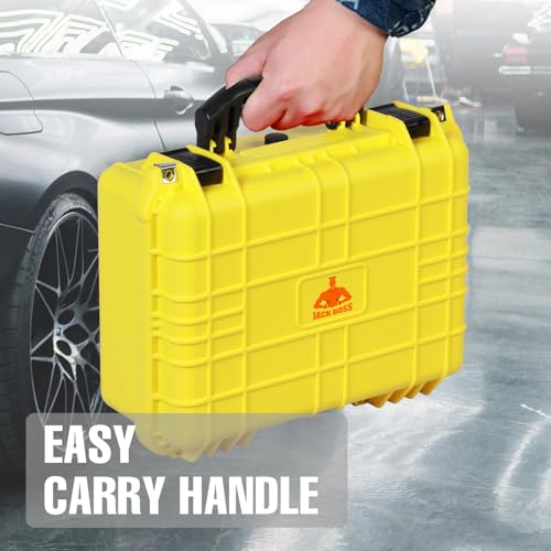 Image of Jack Boss 16x 12.8x 6.8 Inch Hard Case, Portable Weather Waterproof Protective Camera Case with Customizable Foam, Fit Use of Drones, Camera, Equipments, Yellow