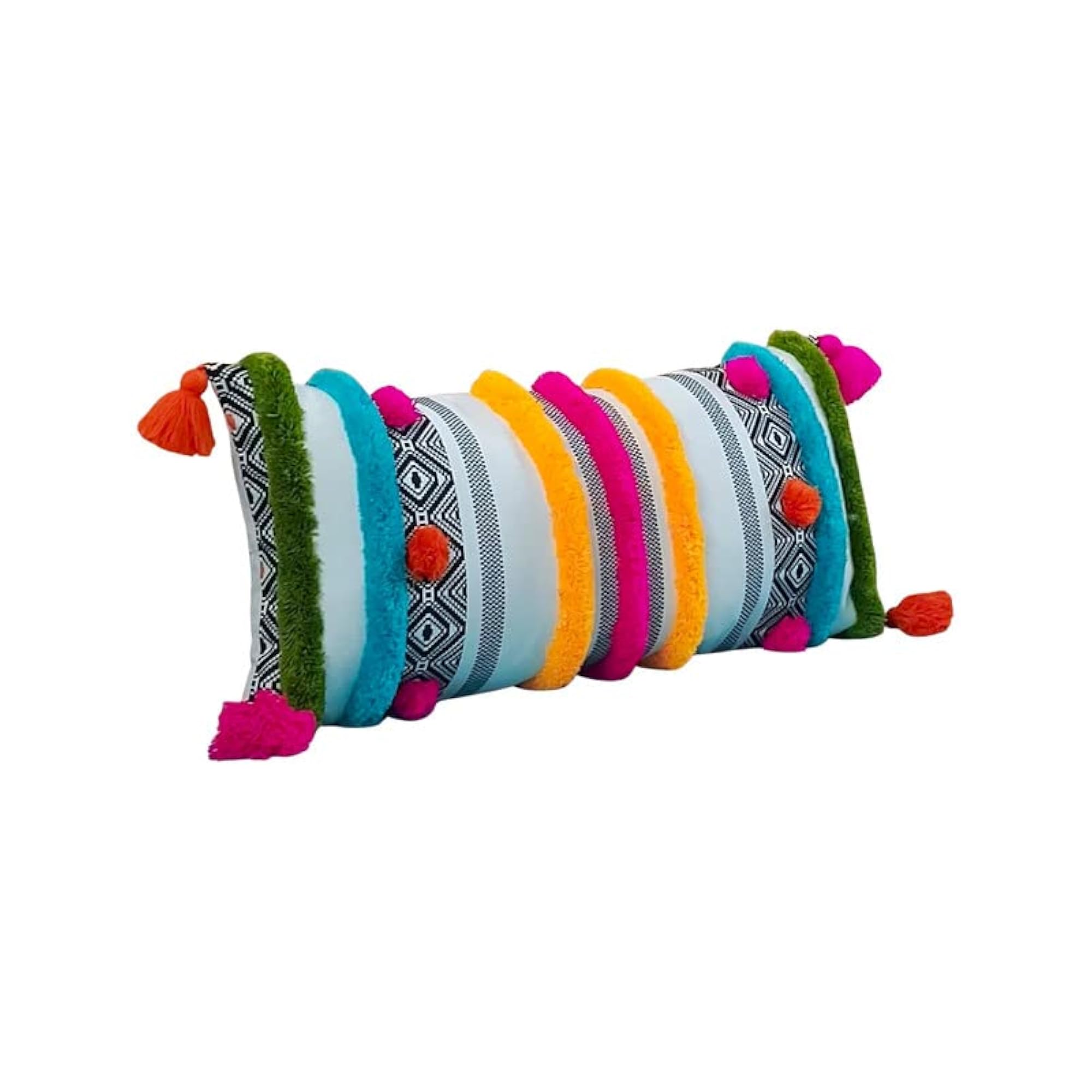 Boho Multicolour Rectangular Lumbar Cushion Cover