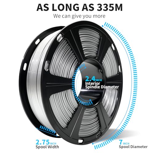 Image of GIANTARM PETG Filament 1.75mm 1Kg(2.2lb), Metallic Silver Filament PETG for 3D Printer, ±0.02mm Accuracy, High Precision, Strong Toughness, Neatly Wound & Moistureproof, Metal Silver