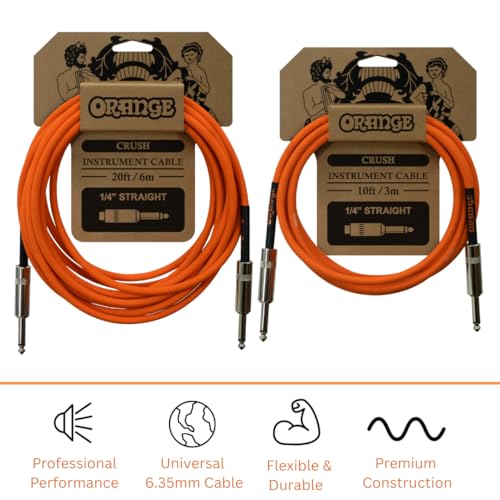Image of Orange Crush 10' Instrument Cable For Speaker with Straight to Straight Connector, Orange, 3m