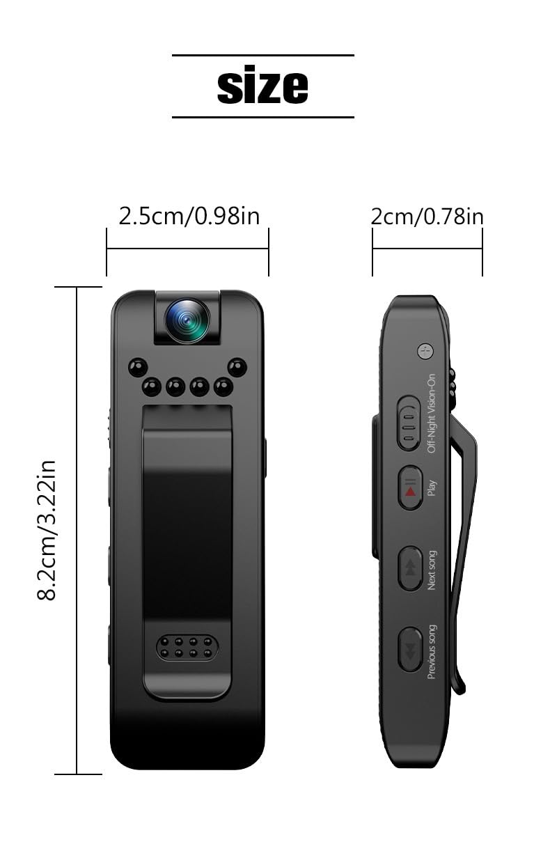 Przenośna mini kamera z obiektywem obrotowym o 180° i kamerą noktowizyjną HD 1080p z nagrywaniem wideo i audio do sportów na świeżym powietrzu, stracić wiedzę