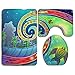 Produktbild FunnyStar 3-teiliges Set Bedruckte rutschfeste Badezimmerteppiche WC-Deckelbezug Badematte Regenbogenfische Schildkröten Mondlicht