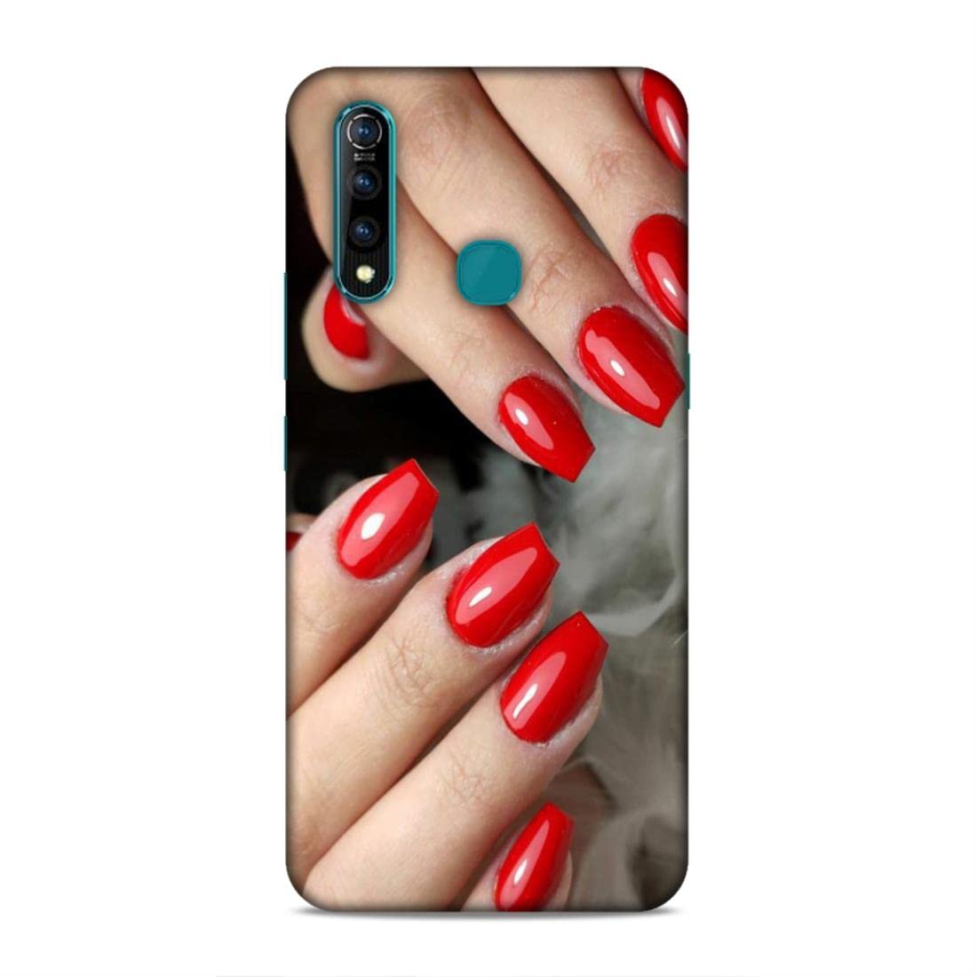 Printed Mobile Back Hard Case Cover for Vivo Z1 Pro | Red Nails, Nail Paint, Makeup, Girly -2314-image-43