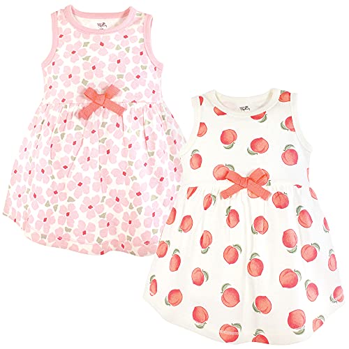 Touched by Nature Girls, Toddler, Baby and Womens Organic Cotton Short-Sleeve and Long-Sleeve Dresses, Peach, 6-9 Months