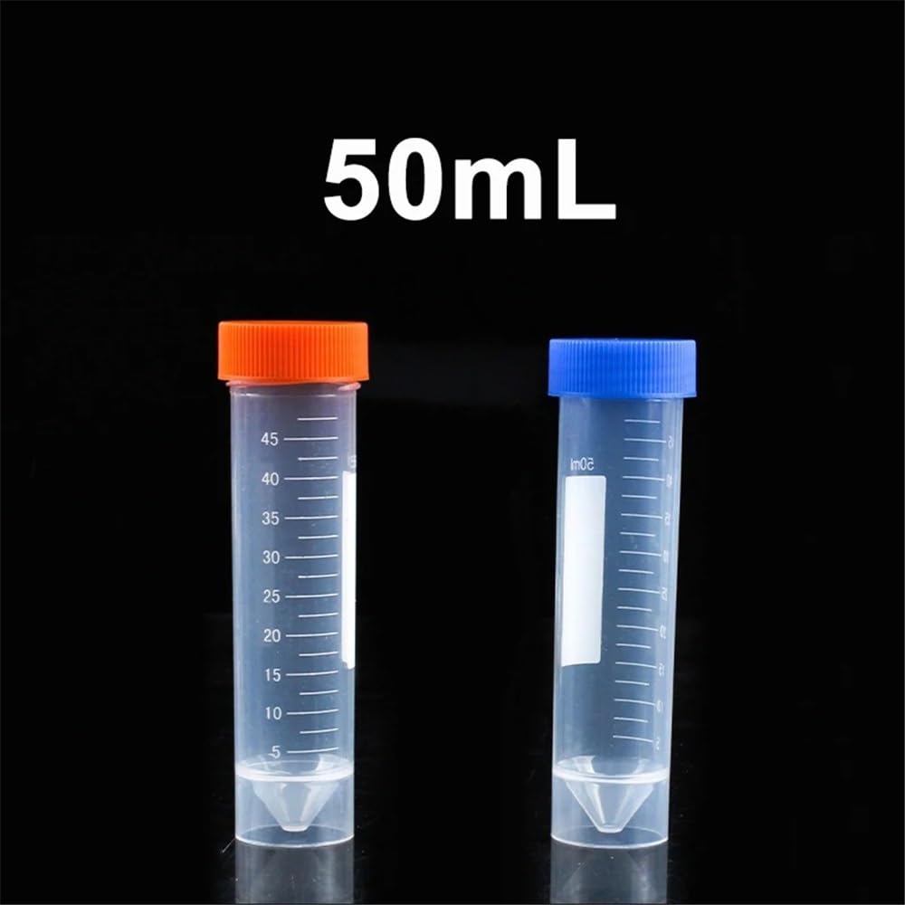 Laborglaswaren 10 Stücke 50 Stücke 100 Stücke 50 ml Kunststoff Zentrifugenröhrchen mit Schraubverschluss und Skala Laborbedarf(Orange Caps (100pcs))