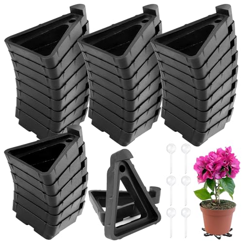 GZjiyu 32 piedini per fiori triangolari, in plastica, con 6 sfere di irrigazione, per interni ed esterni, giardino, balconi