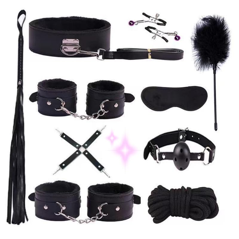 Regalo de pareja ideal con 10 piezas de cuero liso negro y diseño ajustable