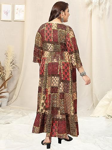 Image of MIRCHI FASHION Women Cotton Regular Plus Size Embroidered Printed Anarkali Kurti