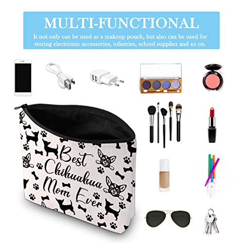 Image of GJTIM Chihuahua Mom Gift Chihuahua Owner Gift Best Chihuahua Mom Ever Chihuahua Gift Makeup Bag Animal Dog Lover Gift (Chihuahua Mom Bag)