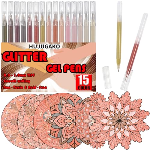 Stylos à encre gel à paillettes en lot de 15 pour loisirs créatifs et dessin