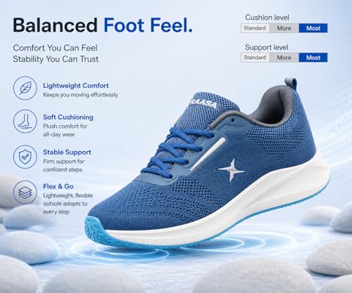 Image of Kraasa Men's Running Shoes | Breathable Mesh Upper | Lightweight Phylon Sole | Cushioned EVA Insole | Comfortable Sports & Casual Sneakers for Gym, Walking & Daily Use