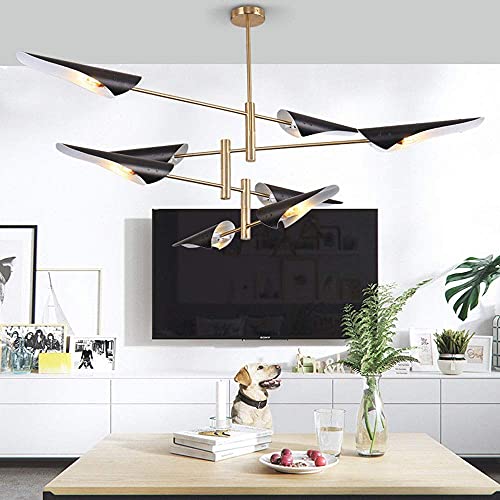 Lustre en fer moderne américain avec 8 sources E27 pour restaurant