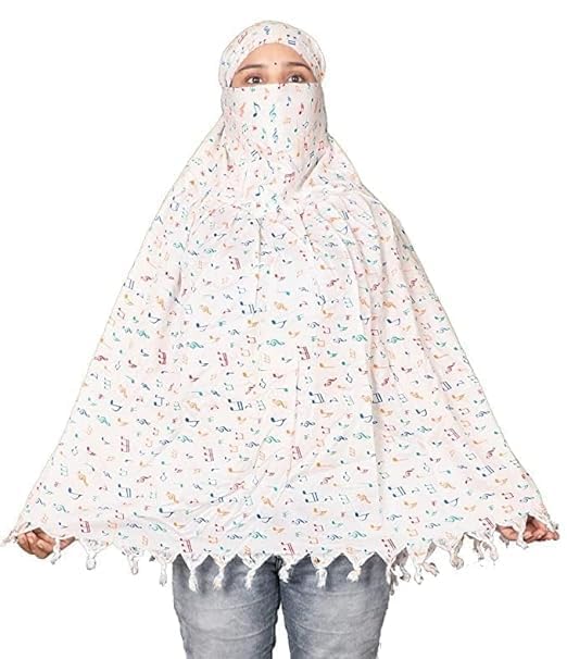 Image of Cotton Long Scarf Cum Mask Scarves Usable for Vehicle Driver | White Printed Design Fabric | Universal Size | Soft & Breathable Sun Protection | For Girl & Women